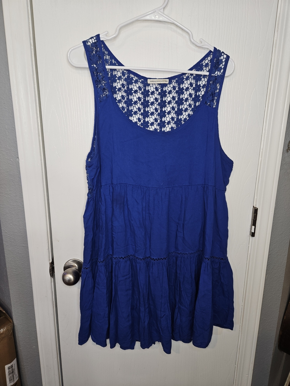 American Eagle Outfitters Royal Blue Crochet-Back Mini Dress